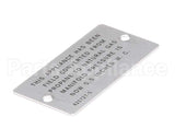 00-421727-00005 Vulcan Hart Plate,Propane To Natural Gas