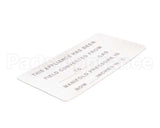 00-421727-00015 Vulcan Hart Label,Conversion (Gas) Blank