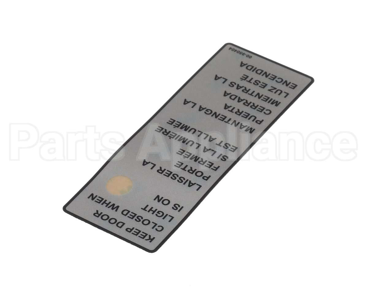 00-950404 Hobart Label, Condensing Cycle