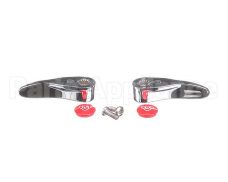 001637-45NS-M2 T&S Brass New-Style Lever Handles, Red Indexes (T&