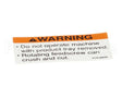 01-403175-00538 Berkel Label, Tray Warning