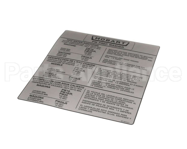 0F-047571 Hobart Label (Information )