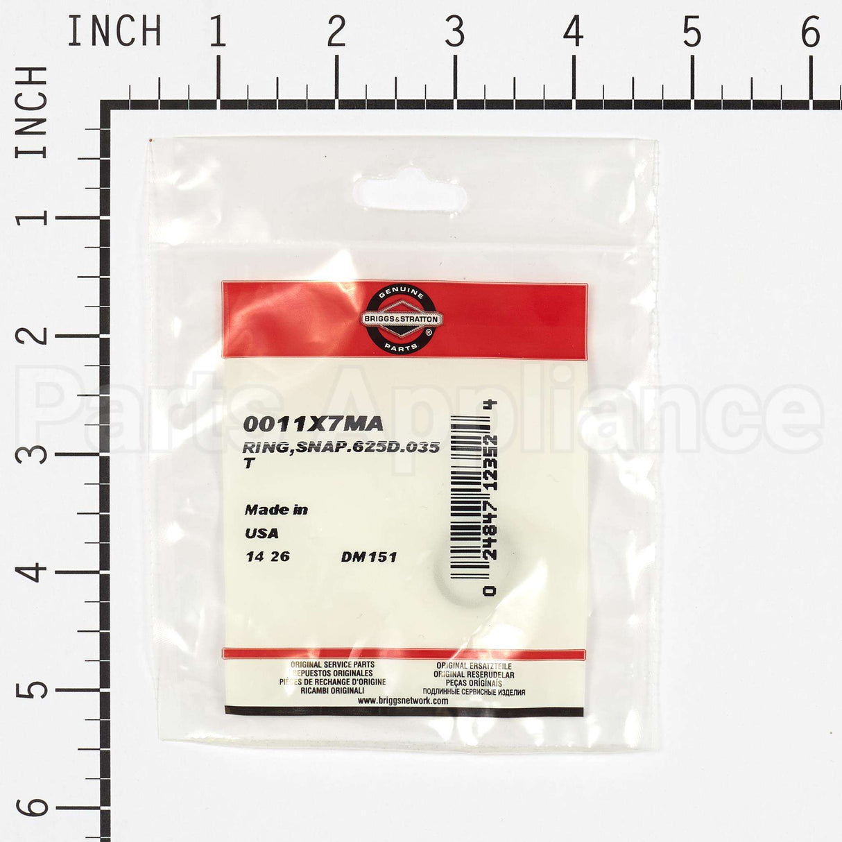 11X7MA Briggs & Stratton Ringsnap.625D.035T