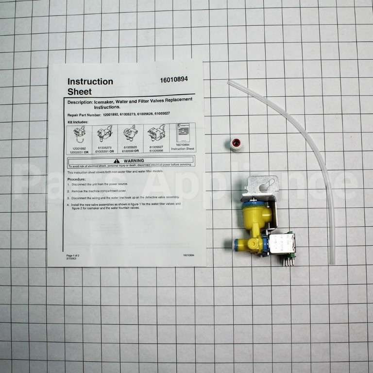 12001892 Whirlpool Kit; Water Valve (Filter