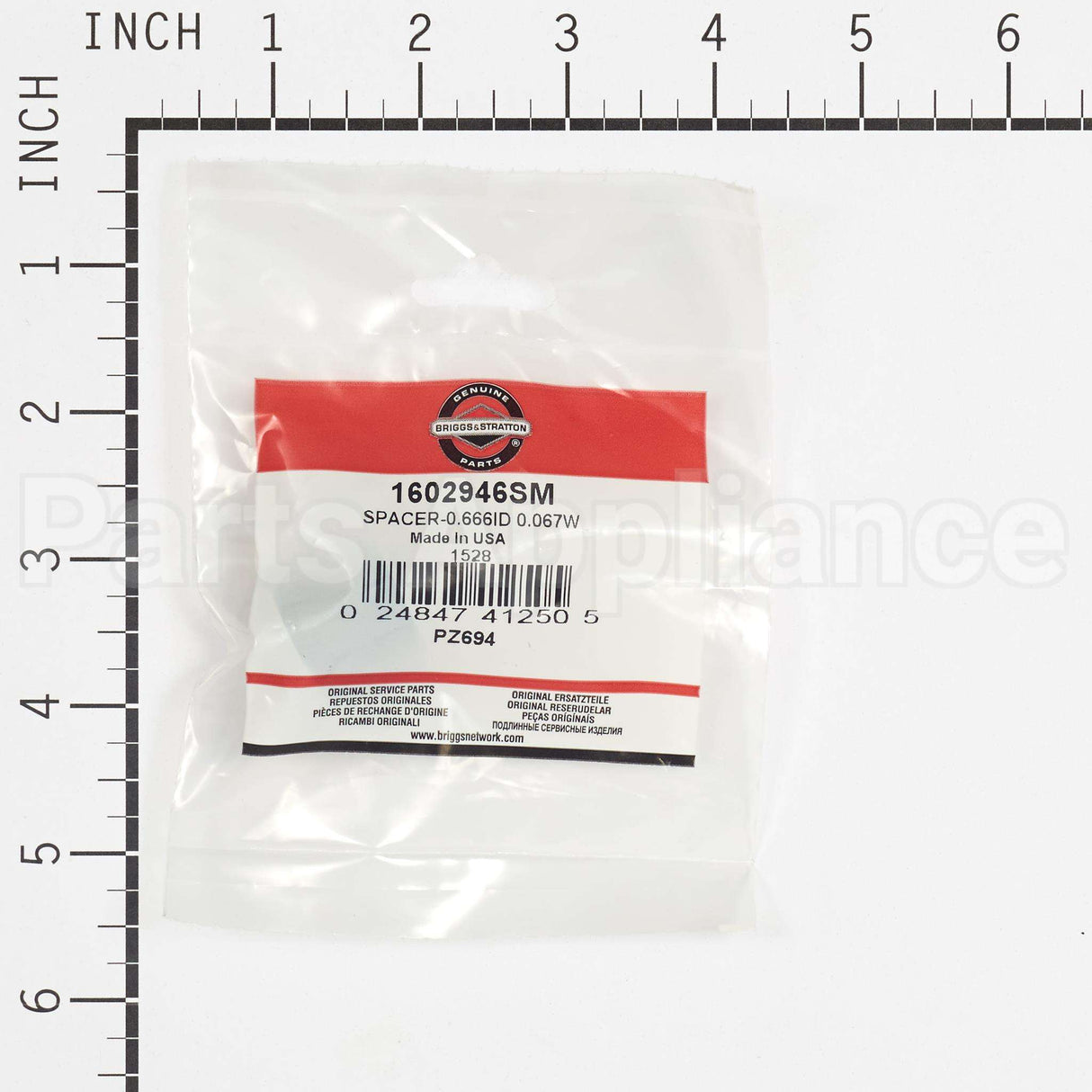 1602946SM Briggs & Stratton Spacer-0.666Id 0.067W