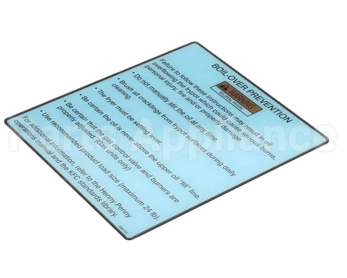 168575 Henny Penny Label-Boilovr Prevent,Kfc,Evol