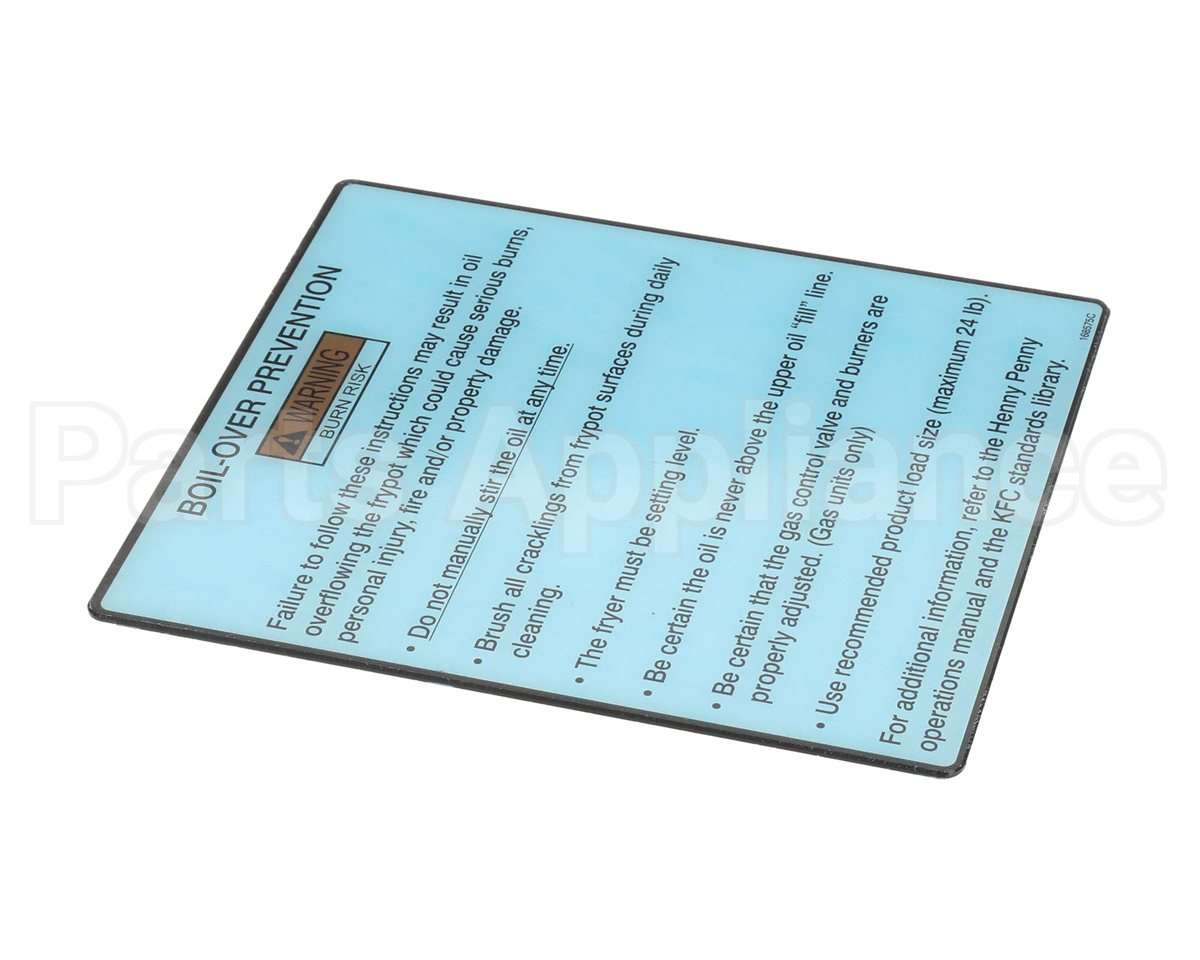 168575 Henny Penny Label-Boilovr Prevent,Kfc,Evol