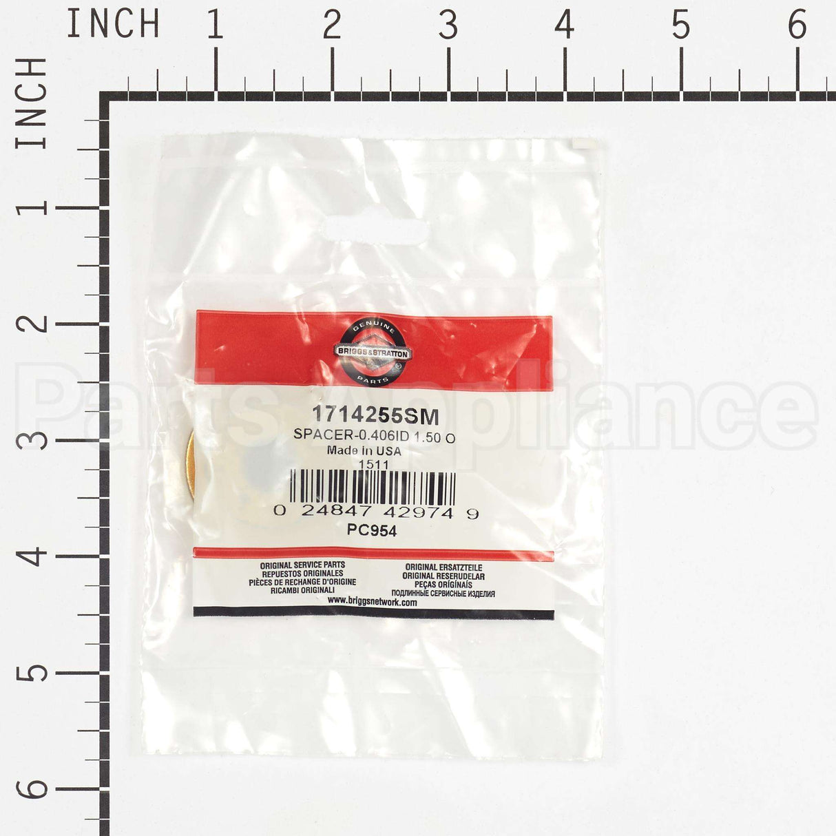 1714255SM Briggs & Stratton Spacer-0.406Id 1.50 O