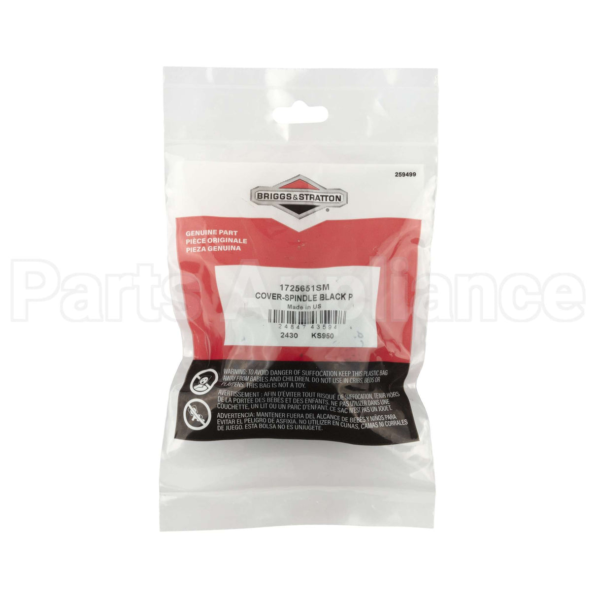 1725651SM Briggs & Stratton Cover-Spindle Black P