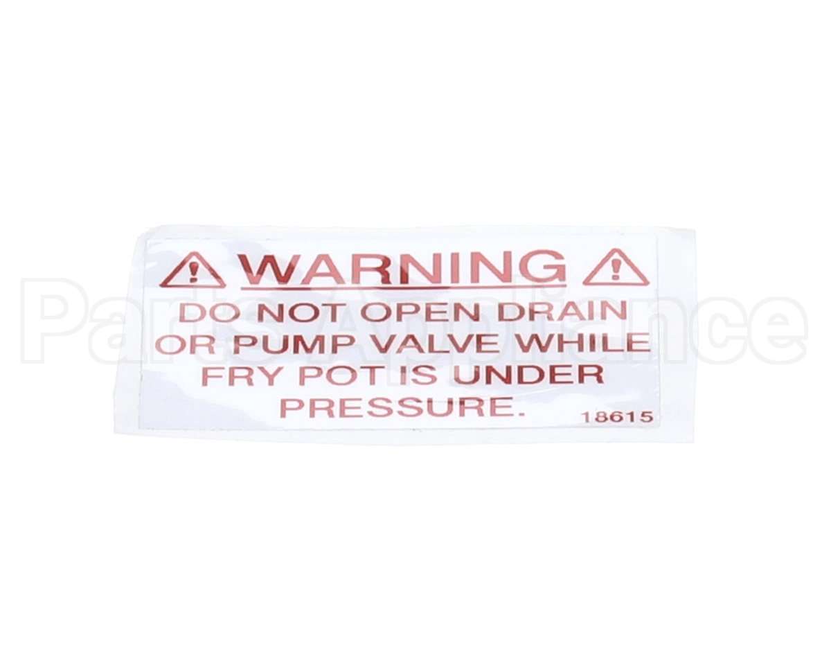 18615 Henny Penny Label - Drain Valve Warning