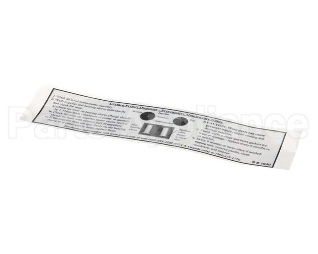 1940 Grindmaster Cecilware Decal, Maintenance Guide