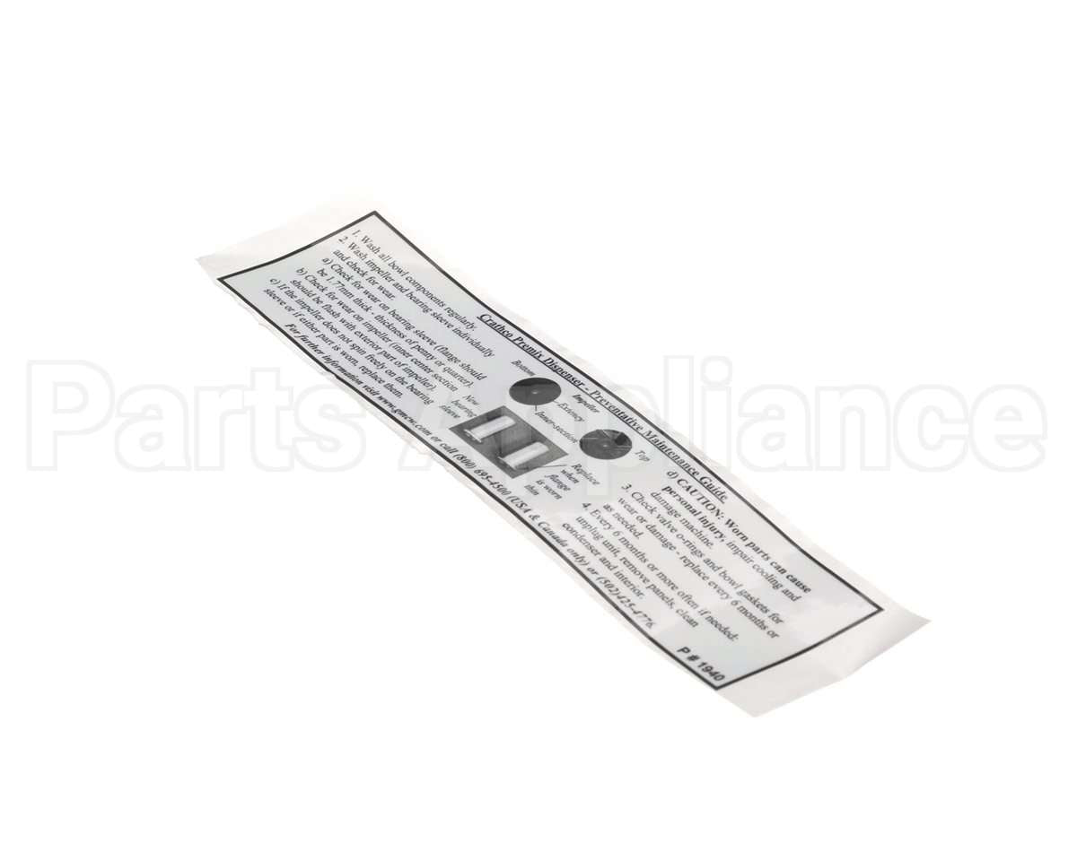 1940 Grindmaster Cecilware Decal, Maintenance Guide