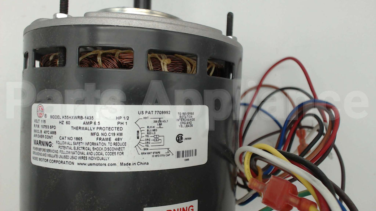 1865 Nidec-Us Motors 1/2Hp,1075Rpm,3Spd,115V,Motor
