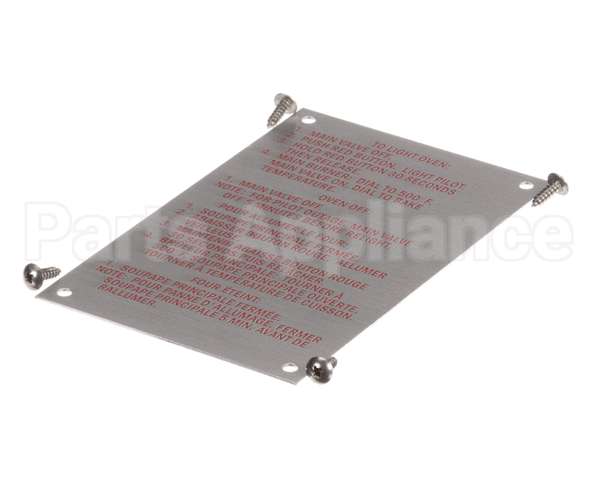 20326 Blodgett Lighting Instr Plate W/Screws