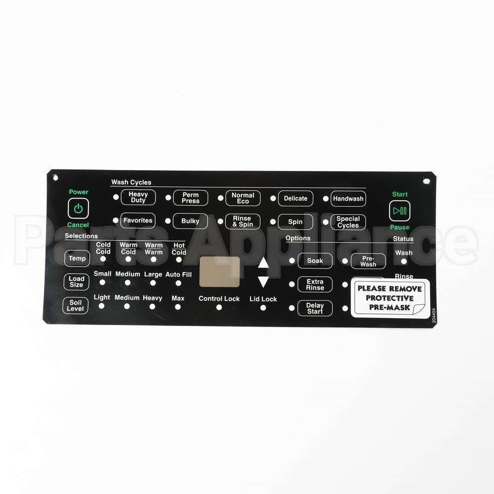 204404 Speed Queen Overlay,Control Tlw Rc H4 Hec Black