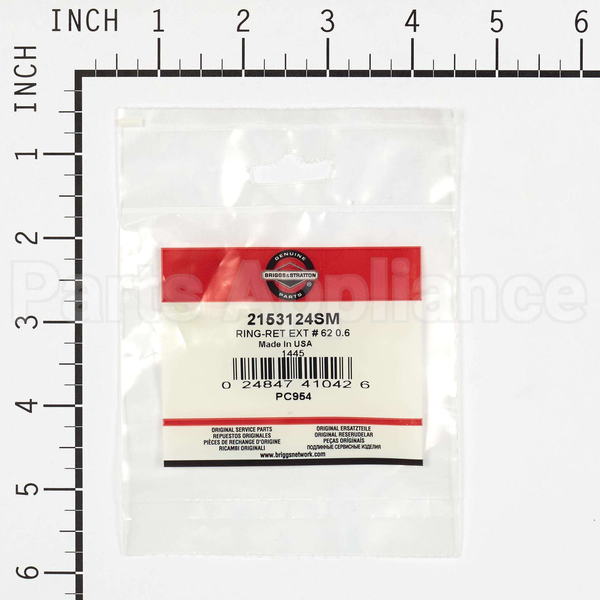 2153124SM Briggs & Stratton Ring-Ret Ext # 62 0.6