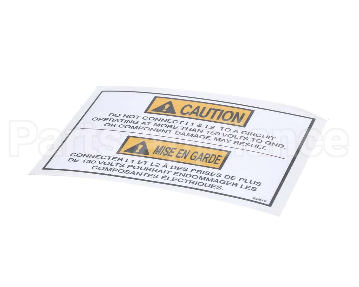 22818 Henny Penny Label-Caution V To Gnd Max