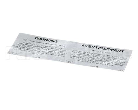 23315 Ultrafryer Decal, Warning Electrical Grou