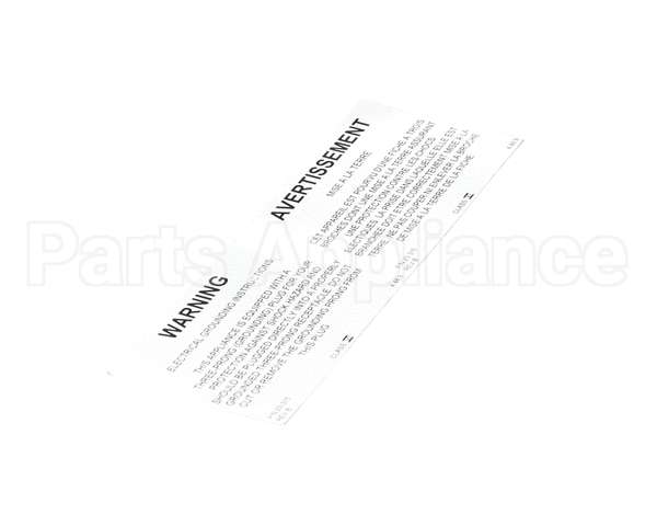 23315 Ultrafryer Decal, Warning Electrical Grou