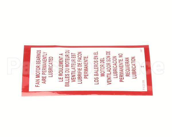23318 Ultrafryer Decal, Fan Motor Wht Vinyl
