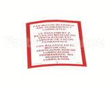 23318 Ultrafryer Decal, Fan Motor Wht Vinyl