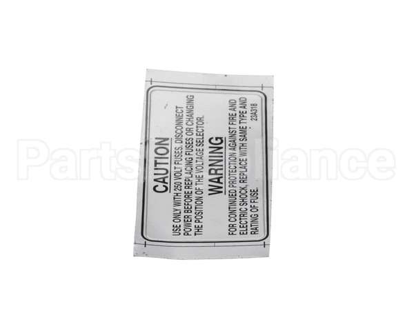 23A318 Ultrafryer Decal, Warning 250V Fuse Note
