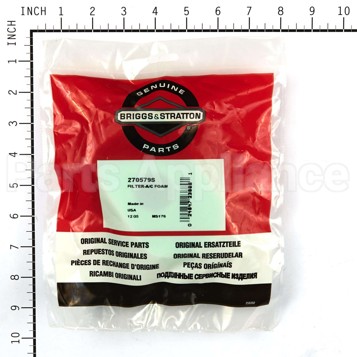 270579S Briggs & Stratton Filter-A/C Foam