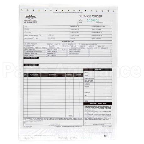 273188 Briggs & Stratton Repair Order W/Lam