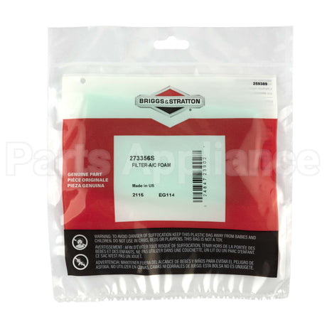 273356S Briggs & Stratton Filter-A/C Foam
