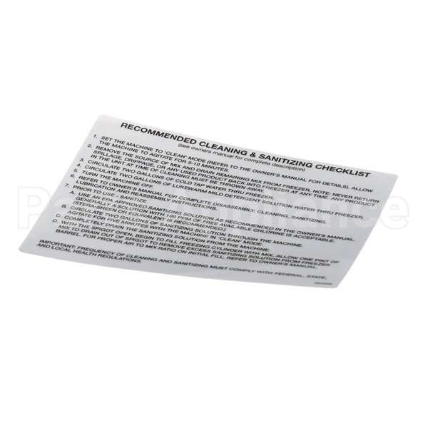 324509 Compatible Stoelting Decal Cleaning (Ss Shake)