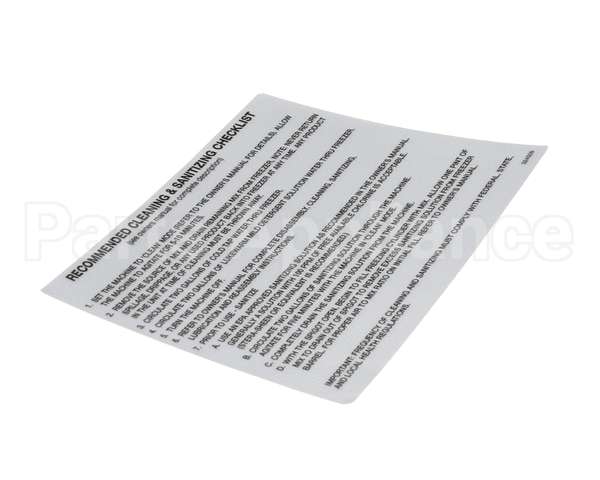 324509 Stoelting Decal Cleaning (Ss Shake)