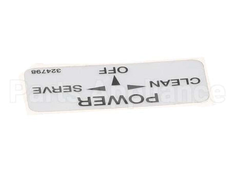 324798 Stoelting Decal; Clean/Off/Serve