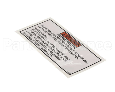 33590 Henny Penny Label-Warning Drain Pan, Fre
