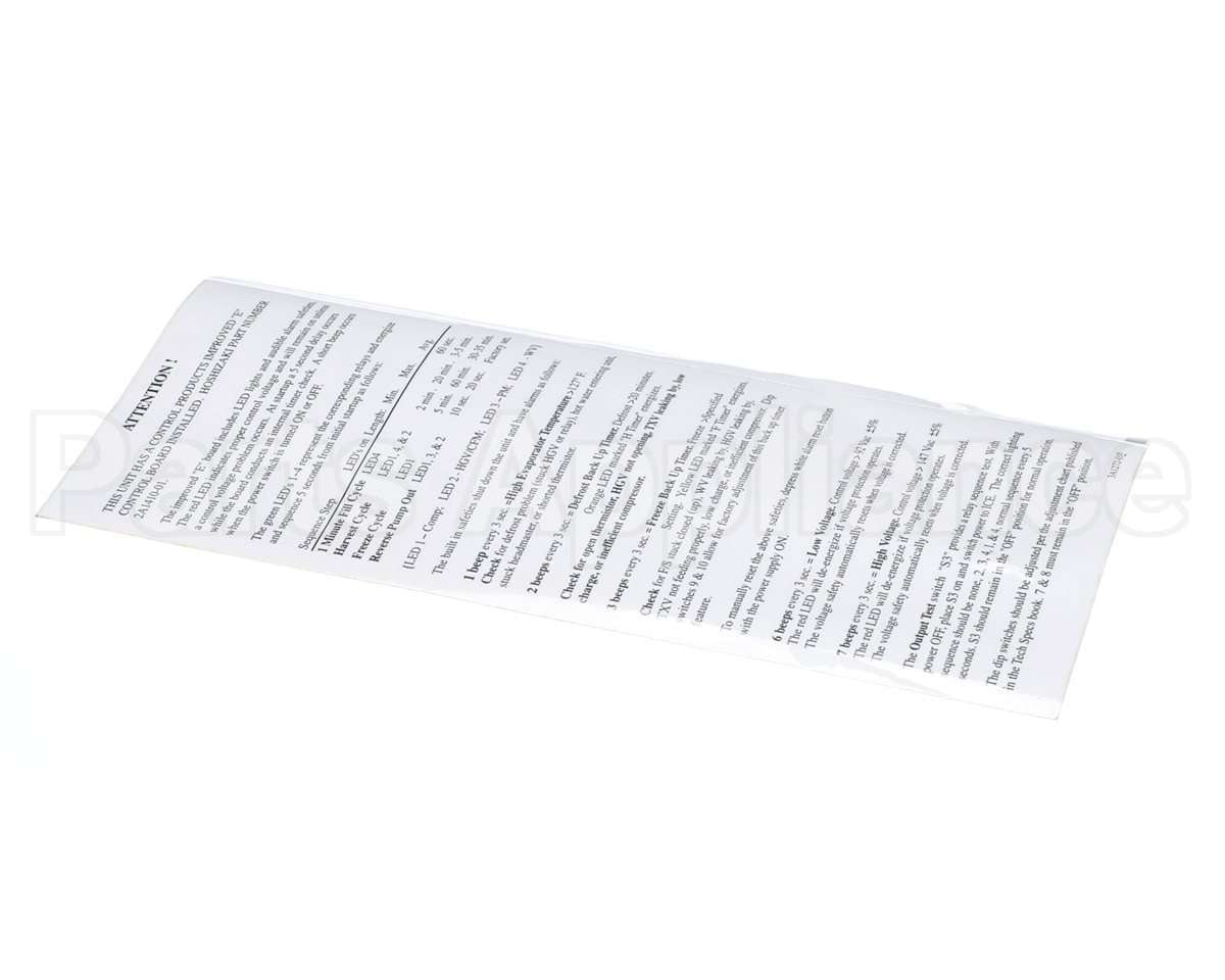 3A1272-01 Hoshizaki Control Box- Label