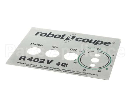 408006 Robot Coupe Data Plate R402V