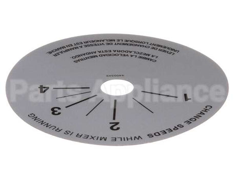 4400349 Univex Label,Srm20-40 Speed Control (98)(P)