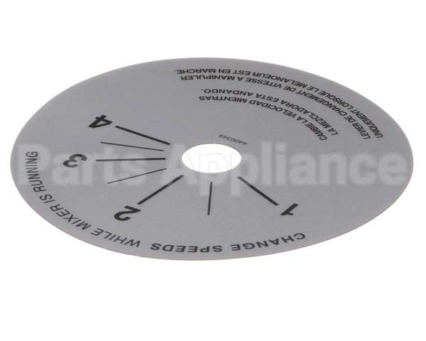 4400349 Univex Label,Srm20-40 Speed Control (98)(P)