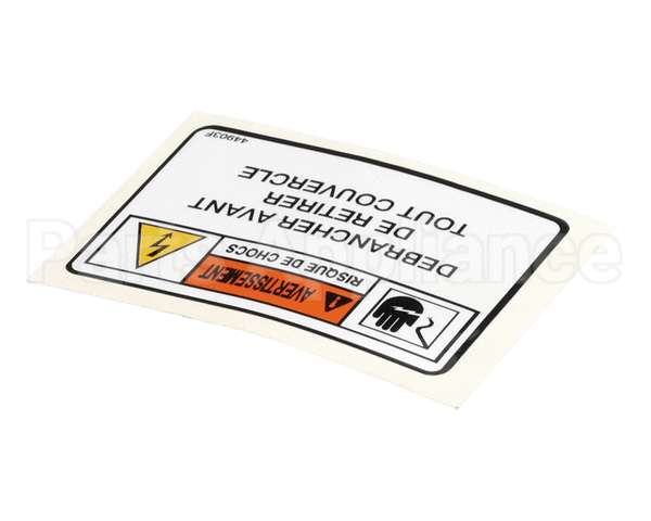 44903 Henny Penny Label-Warn. Disc. Power French