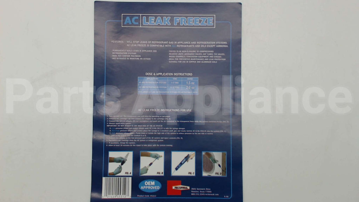 45312 Rectorseal Leak Frz 1.5Oz Csh 1/4"Adapter