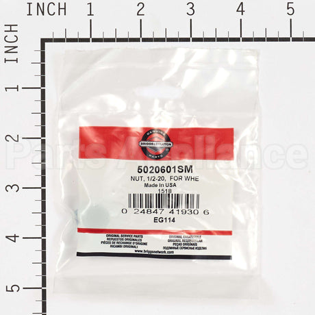5020601SM Briggs & Stratton Nut 1/2-20  For Whe