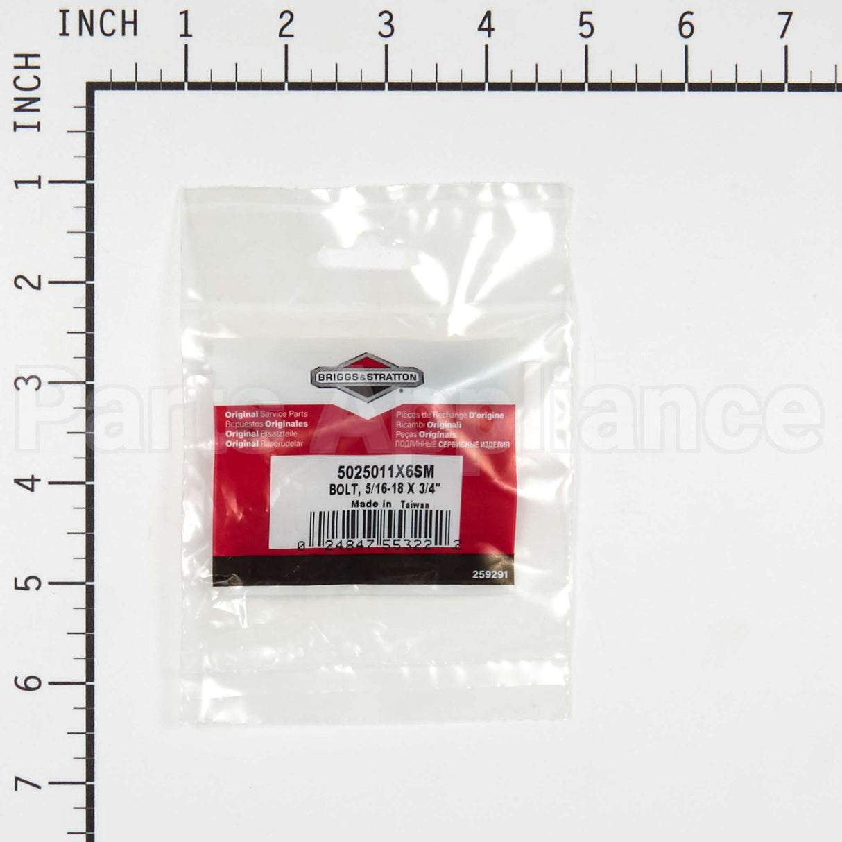 5025011X6SM Briggs & Stratton Bolt 5/16-18 X 3/4",",",1"