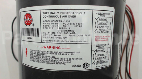 5464H Nidec-Us Motors 208-230V 825Rpm 1/3-1/6Hp Mtr