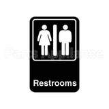 5617 Compatible Vollrath Sign, Restrooms, Black, 6X9"