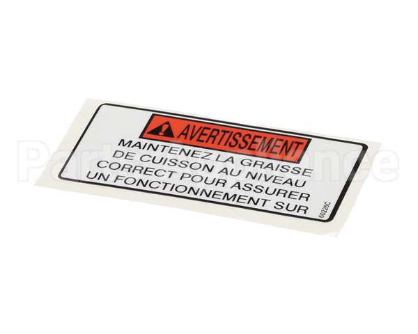 60226 Henny Penny Label-Oil Level Warning, Fre