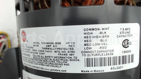 60L22 Lennox 1/2Hp1075Rpm120V1Ph5Spdblwrmtr