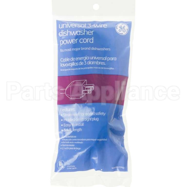 WX09X70910 GE Dishwasher Power Cord - 5'4 Universal