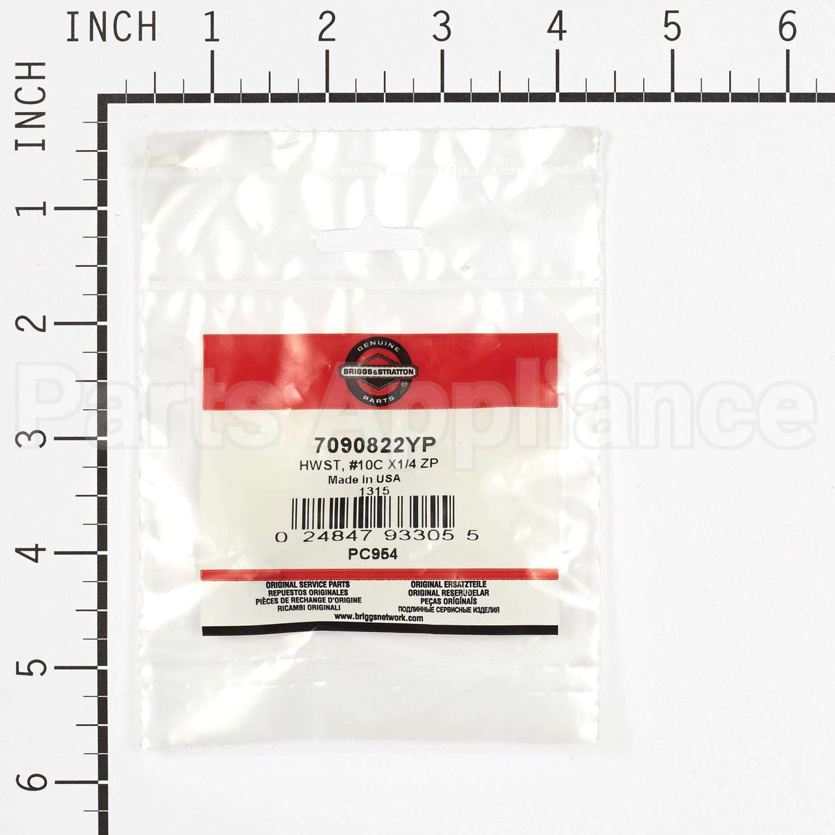 7090822YP Briggs & Stratton Hwst #10C X1/4 Zp