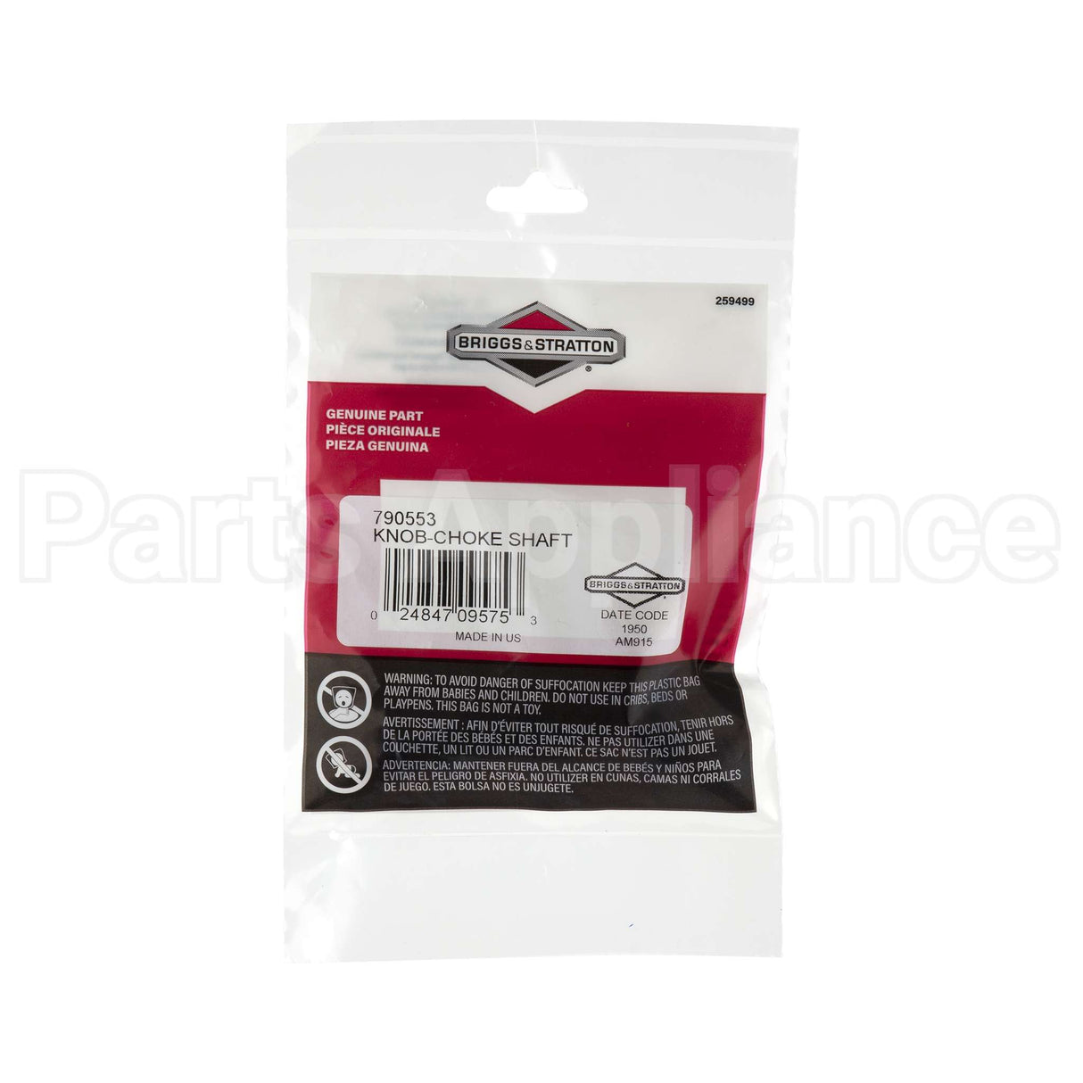790553 Briggs & Stratton Knob-Choke Shaft