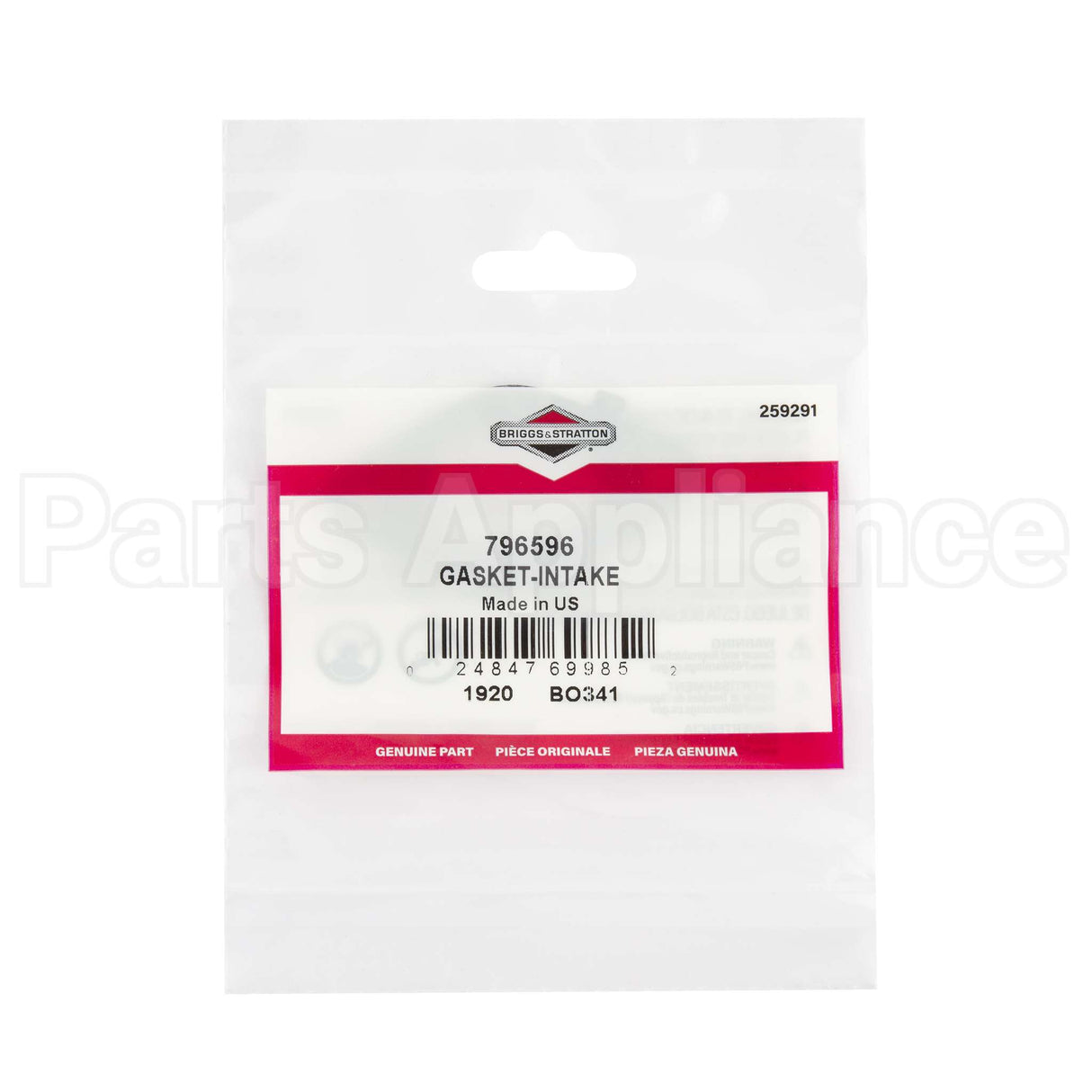 796596 Briggs & Stratton Gasket-Intake