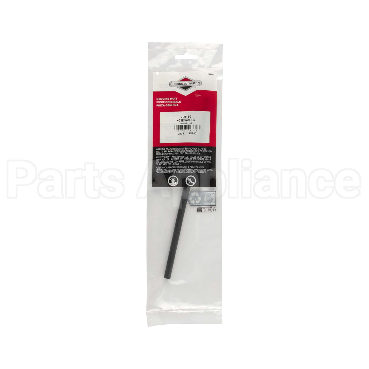 799160 Briggs & Stratton Hose-Vacuum